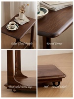 Table basse moderne minimaliste convertible à double niveau en bois massif avec rangement intégré, table d'angle mobile pour salon