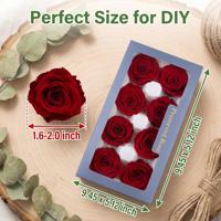 UKIQUEEN Vente en gros de têtes de roses rouges préservées, 8 pièces, roses naturelles éternelles pour la création de bouquets, décoration de mariage