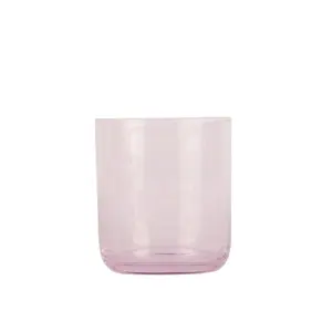 दौर आधार गुलाबी मोमबत्ती कंटेनर में थोक रंगीन कांच मोमबत्ती जार छिड़काव नहीं