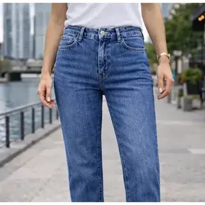 Jeans de Pierna Recta para Mujer Adrenaline, Cintura Alta, 5 Bolsillos, Denim Transpirable, Elástico y a la Moda - Product Image 5
