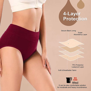 Culottes anti-fuites à taille haute en coton <span class=keywords><strong>pour</strong></span> flux abondant, post-partum et adolescentes, <span class=keywords><strong>pour</strong></span> prévenir les fuites latérales - Product Image 1