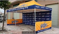 Lipat tahan air 50mm 40mm Hex Gazebo Pop up kanopi tenda untuk 10x10ft 10x20ft cetak luar ruangan acara Logo kustom