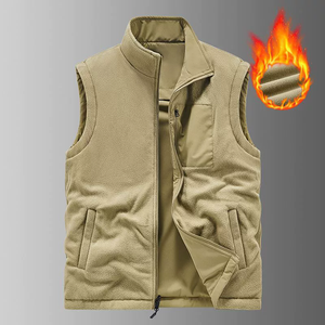 Chaleco de Fotógrafo <span class=keywords><strong>con</strong></span> Múltiples Bolsillos <span class=keywords><strong>con</strong></span> Cremallera, Diseño de Forro Polar para Invierno, Logotipo Personalizado, Chaquetas Casuales para Hombre, Ropa de Trabajo para Exteriores, Chaleco de Pesca - Product Image 3