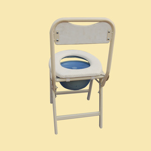 Silla de baño plegable con respaldo, inodoro de acero inoxidable blanco para ancianos y mujeres embarazadas - Product Image 1