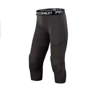 Pantalones ajustados de compresión de baloncesto con rodilleras de nido de abeja 3/4 Leggings Soporte de secado rápido para hombres Patrón de impresión personalizado