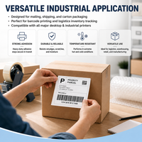 Étiquettes autocollantes personnalisées en PE, durables, imperméables, auto-adhésives, écologiques, synthétiques, en rouleau, blanches, pour adresses d'expédition thermiques