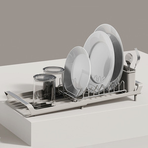 Escurridor de platos extensible, organizador de secado de encimera de fregadero para cuencos y platos - Product Image 1