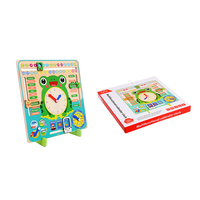Horloge d'apprentissage en bois en forme de grenouille de dessin animé, calendrier pour enfants, jouet éducatif écologique pour enfants