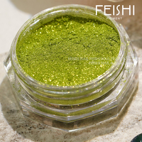 Poudre à ongles miroir verte de luxe Feishi, paillettes brillantes, pigment chromé métallique super brillant, effet miroir ultra fin, paillettes