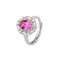 Set Cincin Perhiasan Pernikahan Modis Oval Korundum Merah Tembaga Ramah Lingkungan Baru