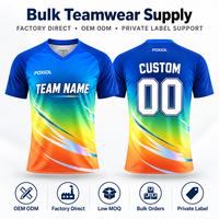 Jersey Sepak Bola Multi Warna Gradasi Kustom V-Neck Sublimasi Penuh Cepat Kering Bernapas Pakaian Tim Personalisasi untuk Klub Lokal