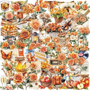 50PCS Großhandels preis Schöne transparente orange Blumen dekorative Aufkleber <span class=keywords><strong>Rose</strong></span> Bud Aufkleber - Product Image 2