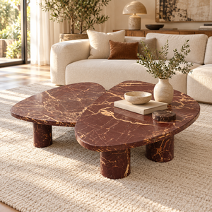 Modern Luxury Red Levanto Marble Nesting Coffee <b>Table</b> Set 2 Pcs Irregular Free Form Natural Stone <b>Living</b> <b>Room</b> <b>Center</b> <b>Table</b> - Product Image 5