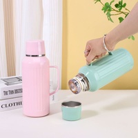 Gobelet de bureau en acier inoxydable de 32 oz avec tasse assortie, thermos isotherme portable avec poignée, double usage chaud/froid