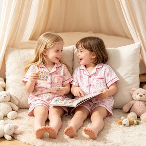 <span class=keywords><strong>Pigiama</strong></span> <span class=keywords><strong>Estivo</strong></span> per Bambine Tiaose con Stampa Floreale, Colletto e Maniche Corte, Set Due Pezzi Leggero, Abbigliamento Casual per Casa - Product Image 2