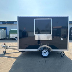 Rimorchio per Catering Mobile con Asse Singolo e Telaio in Alluminio, Carretto Commerciale <span class=keywords><strong>Vintage</strong></span> per Alimenti da Strada, Mini Chiosco Isolato per Cibo all'Aperto - Product Image 1