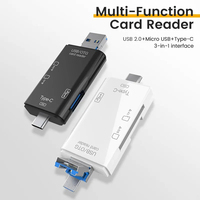 Lector de Tarjetas Multifunción 6 en 1, Convertidor OTG para Computadora y Móvil, Conversión de Tarjetas TF y SD, Adaptador de Transferencia de Alta Velocidad USB3.0 Tipo C para Cámara
