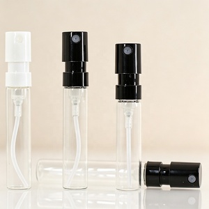 Flacon pulvérisateur vide en verre noir et blanc de 1 ml, 1,5 ml, 2 ml, 2,5 ml pour échantillons de parfum et testeurs de voyage - Product Image 1