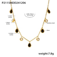 Collier chaîne maillons goutte d'eau en acier inoxydable plaqué or, avec zircon, motif grande roue, étanche, style européen-américain, de luxe et tendance
