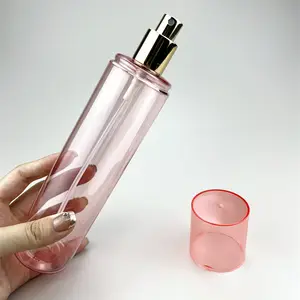 New design Refillable 250ml Plastic Screw Perfume Spray Bottle Cylinder Round Mist Spray Bottle