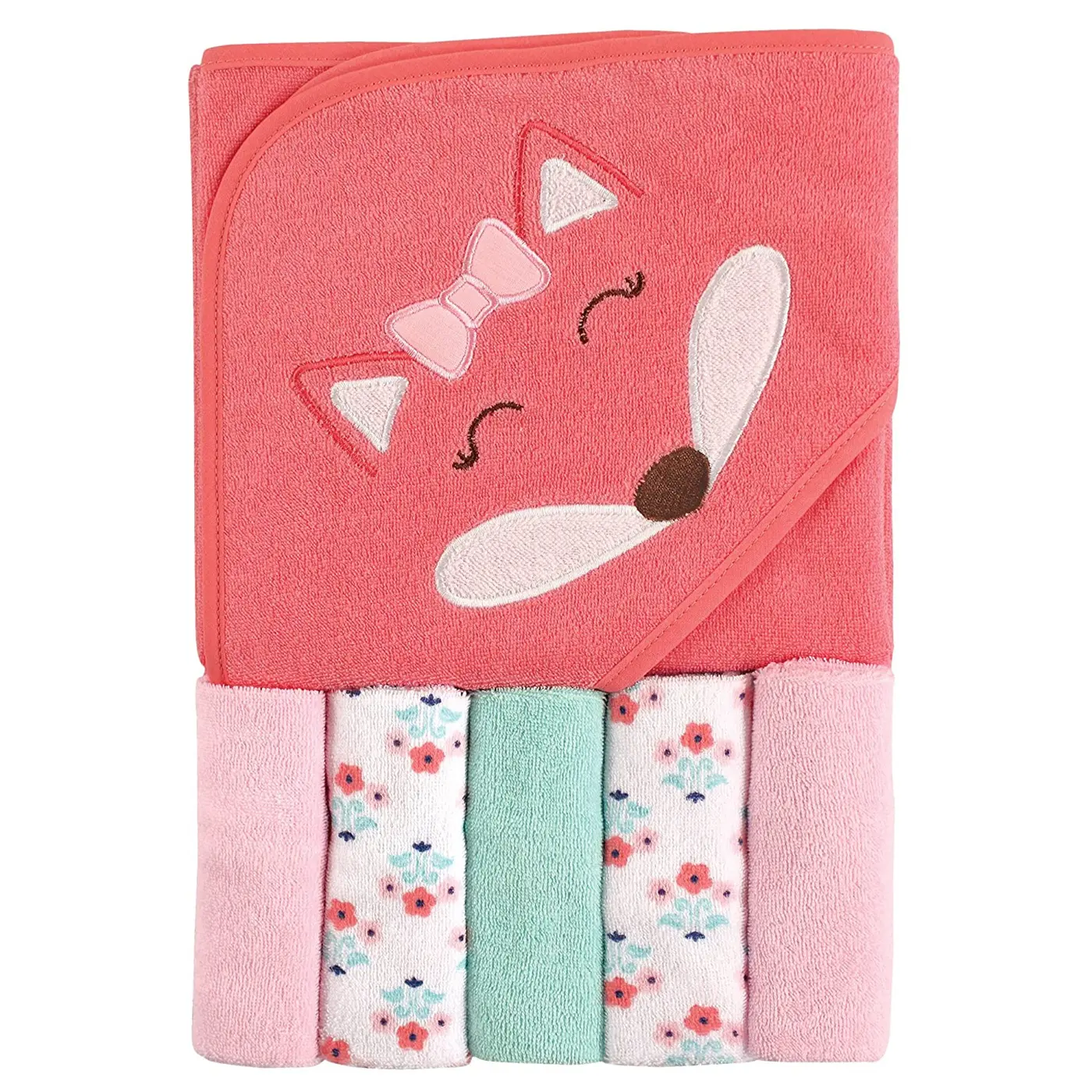 Tessuto in spugna di cotone organico neonato bambini lusso cartone animato Poncho asciugamano con cappuccio da bagno con ricamo