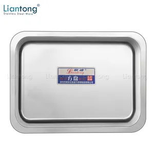 Liantong Edelstahl 201 nicht magnetisches Buffet Grill Backen rechteckige Fleisch platte koreanische Art Lebensmittel Servier behälter Tablett