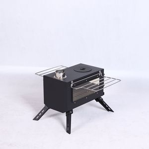 Mini poêle à bois pliable de camping avec fenêtre de visualisation du feu, poêle de chauffage portable pour tente et voyage en extérieur - Product Image 3