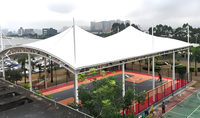 Toit sportif en membrane tendue PVDF imperméable, structure en acier galvanisé, auvent pour terrain de basket extérieur