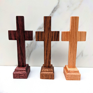 Wholesale Custom Solid Small Christian Church Handmade Stand Gift Base Craft Hanging Religious Wooden Cross