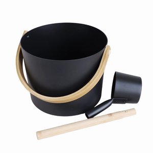 Ensemble de sauna en aluminium noir élégant, directement de l'usine, avec louche douce au toucher et seau de style européen de 10 L pour salles de sauna traditionnelles - Product Image 2