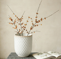 Pot de fleurs en céramique blanc mat à texture gaufrée en forme de points, cylindrique, pour plantes succulentes, décoration intérieure de bureau