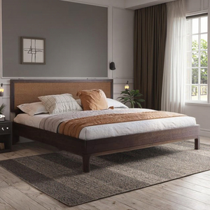 Base de <span class=keywords><strong>Cama</strong></span> Moderna Estilo Bohemio HY, Cabecera Ajustable de Madera de Nogal, Estilo Rústico Vintage Único, No Requiere Somier, Fácil Montaje - Product Image 6