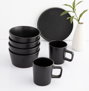 ชุดอาหารเย็นเซรามิกสีดำด้านคุณภาพสูง สำหรับ 4 ท่าน ประกอบด้วยจาน ชาม แก้วน้ำ ขายส่งภาชนะบนโต๊ะอาหารสำหรับบ้านและร้านอาหาร - Product Image 3