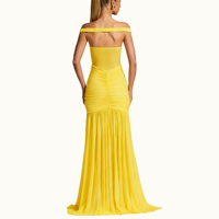 King Mcgreen étoile maille froncé col en V fendu Maxi robe femmes licou écharpe sans bretelles dos nu élégant soirée été fête porter