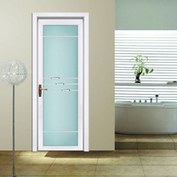 Puerta de Seguridad Económica de Vidrio con Marco de Aluminio, Puerta Interior Insonorizada Abatible de Vidrio Moderna para Oficina, Cocina, Baño