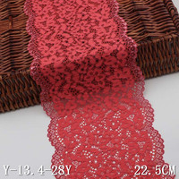 Multi Colors 23cm Noir rose Marron Lingerie Stretch Mesh Elastic Flower Lace Trim for Dress Stock Lot