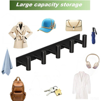 Porte-manteau mural simple pour chapeaux et peignoirs, crochet de porte, crochets en métal pour salle de bain, douche, peignoirs, vêtements, chapeaux, serviettes avec 5 crochets