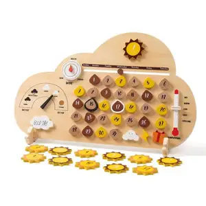 Calendario para niños reloj tiempo ocupado tablero cognitivo jardín de infantes Montessori educación temprana nubes rompecabezas reconocer juguetes climáticos