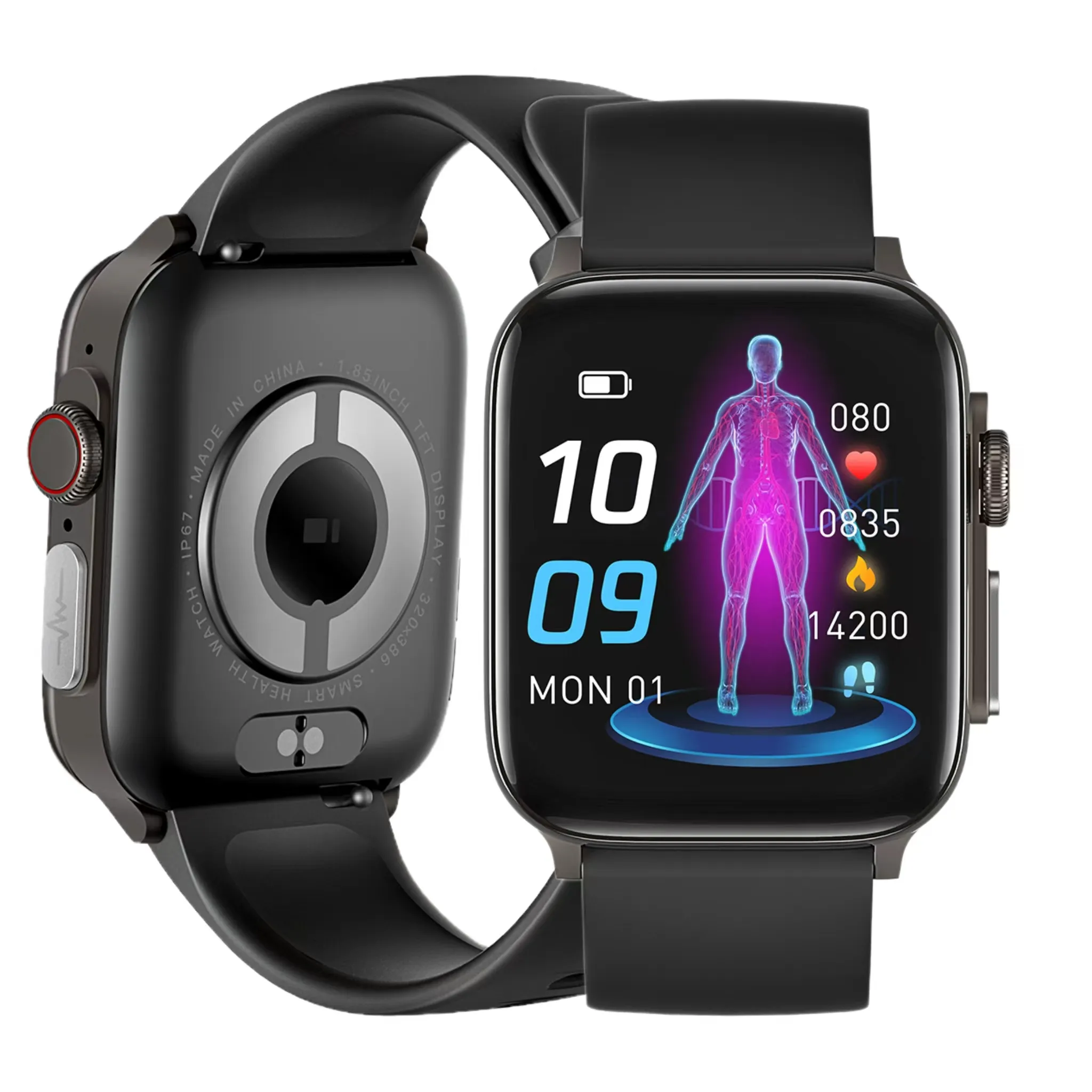 1.85 pollici Tft Hd Display Android Smart Watch Isoip67 impermeabile connessione App quadrato Design digitale categoria orologi intelligenti