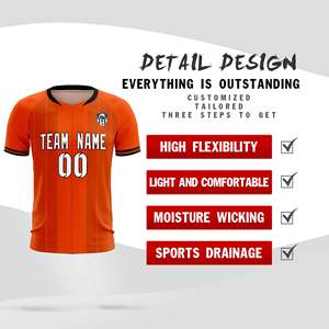 Jersey/Seragam Sepak Bola Klasik Bergaris Oranye Kustom yang Dapat Dipersonalisasi - Product Image 4