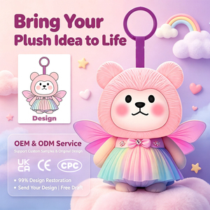 OEM/ODM Llavero de peluche de oso con alas de hada y vestido arcoíris, estilo Kawaii, para recuerdo de fiesta de jardín de hadas - Product Image 1