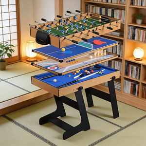 Mesa <span class=keywords><strong>de</strong></span> Juego Multifuncional 5 en 1 Plegable <span class=keywords><strong>de</strong></span> 4 Pies para Fútbol, Snooker, Shuffleboard, <span class=keywords><strong>Bolos</strong></span>, Mesa <span class=keywords><strong>de</strong></span> Juego Interactiva para Padres e Hijos - Product Image 4