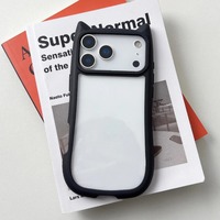 Coque de téléphone transparente 3D avec oreilles de chat pour iPhone 17, 17 Air, 16, 15, 14, 13, 12 Pro Max, 16 Plus, 11 – Protection blindée en PC et TPU
