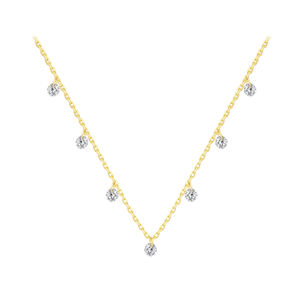 Venta al por mayor caliente 925 plata esterlina circón Micro 18K oro redondo diamante encanto collar de cuentas para las mujeres - Product Image 2