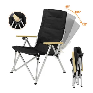 Adjustable Camping Foldable Black Beach Chair Single Chair for Outdoor