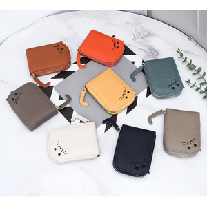 Ladies Creative Organ Multi-card Slots Card Holder Genuine Leather <b>Cute</b> Cat Coin <b>Purse</b> Classic Zipper Wallet for Women - Product Image 1