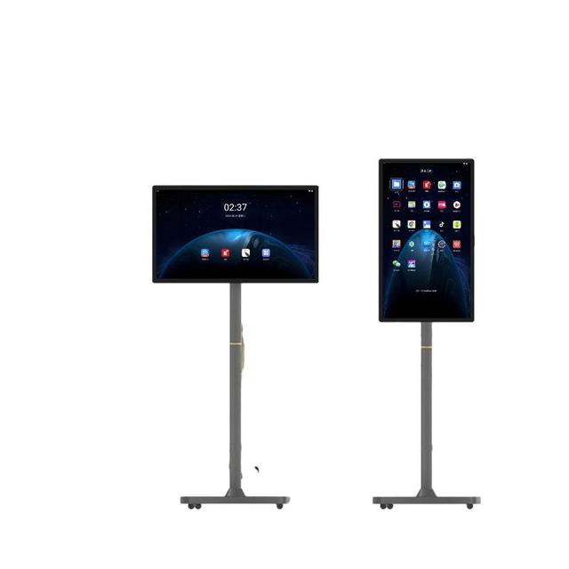 27-Inch Stand Follow Me Portable HD Smart Interactive Touch Mobile Monitor Wireless Rechargeable LCD Android Display for Indoor