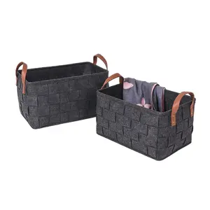 Custom Eco-Friendly Felt Storage Basket Reusable Grocery With Logo Multipurpose Basket Storage Box Storage