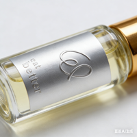 Autocollant gaufré durable en argent mat pour parfum, résiste aux huiles parfumées et garde son état impeccable