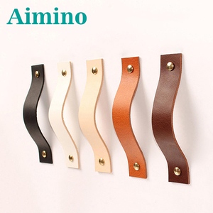 AIMINO Fashionable Cabinet Wardrobe Handle Door Cupboard Drawer Handle Pull Leather Handle for Furniture Accessories